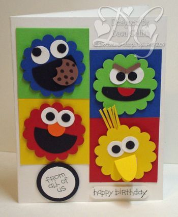 Stampin Up Birthday Card Ideas | Dawns stamping thoughts Stampin'Up! Demonstrator Stamping Videos Stamp ... Stampin Up Birthday Cards, Punch Art Cards, Sesame Street Characters, Sesame Street Birthday, Bday Cards, Boy Cards, Kids Birthday Cards, Punch Art, Punch Cards