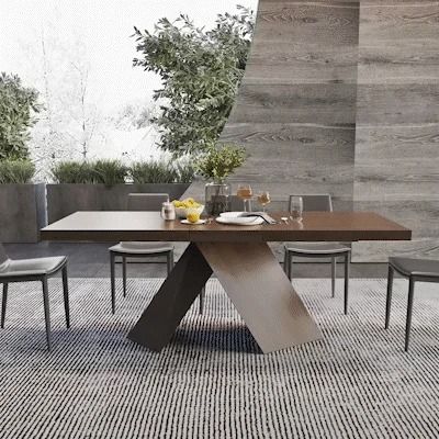 61"-79" Extendable Walnut Dining Table Modern Farmhouse Rectangle 6-8 Seater Pedestal Dining Table Modern Farmhouse, Extendable Dining Tables, Dining Table Modern, Stemware Storage, Loveseat Living Room, Wall Frame Set, Walnut Dining Table, Kitchen Trash Cans, Gallery Wall Frames