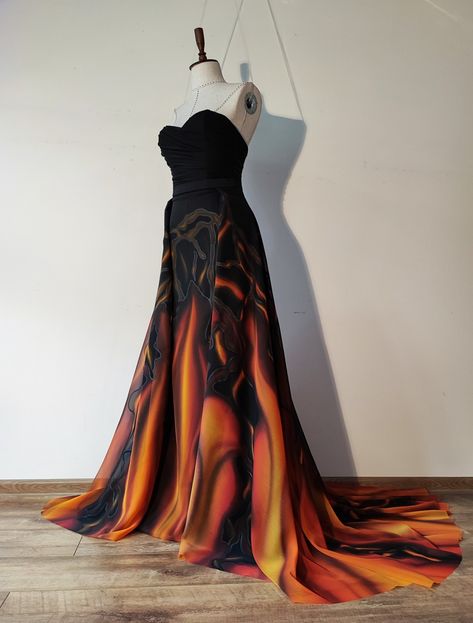 ☝️The discount is for orders with a delivery date after October 1.️ NEW "Lava" wedding dress. Hand painted Fire ombre wedding dress. Volcano аlternative black wedding dress. Long Mother of the bride dress. Please select the fabric you want your painted dress to be made of: 100% Polyester Fine Chiffon,  100% Polyester French Chiffon,   Silk Blend Silk/Wool Fabric - 63/37% 100% Mulberry Silk 100% Mulberry Silk Chiffon,  100% Mulberry Silk Organza,  100% Mulberry Silk Charmeuse,  Regenerative Agriculture - Sustainable Silk 100% Mulberry Silk Chiffon Mulberry Silk/Lotus Silk - 50/50% Vegan Silk - Your and our first step towards sustainable fashion with care for the planet. Aloe Vera Silk Fabric Rose Silk Chiffon Fabric Lotus Silk Fabric Due to their nature and their ever-changing price, the ma Ombre Wedding Dress, Prom Skirt, Black Wedding Dress, Hand Painted Dress, Ombre Wedding, Silk Chiffon Fabric, Long Evening Gowns, Black Wedding Dresses, Mother Of The Bride Dress