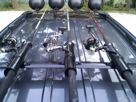 Fishing pole holder Project WJ Ram 1500 Mods, Diy Fishing Rod, Fishing Rod Holders, Fishing Pole Holder, Fishing Rod Rack, Fishing Rod Storage, Trout Fishing Tips, Fishing Hacks, Fishing Cat