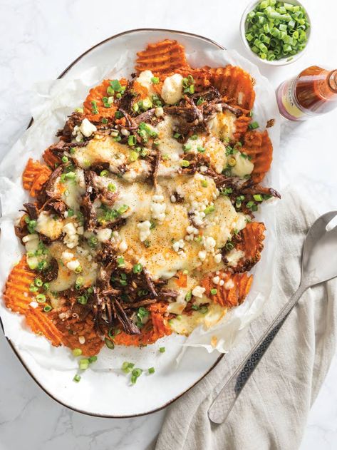 These Sweet Potato Cheese Fries with Debris are super easy to throw together and are sure to please any crowd. Save Recipe Print Sweet Potato Cheese Fries with Debris   Ingredients 1 (20-ounce) bag frozen waffle cut sweet potato fries* 1 (8-ounce) block sharp white Cheddar cheese, crumbled 2 cups Roast Beef Debris, heated ¼ … Sweet Dip For Sweet Potato Fries, Loaded Sweet Potato Fries Healthy, Burger And Sweet Potato Fries, Burgers And Sweet Potato Fries, Chili Cheese Sweet Potato Fries, South Louisiana Recipes, Sweet Potato Seasoning, Frozen Waffles, New Orleans Recipes