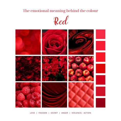 Pictures of red roses, red apples, red satin and red raspberries with the meaning behind the color red Meaning Of Red, Red Moles, Red Meaning, Ginger Smoothie, Smart Casual Work Outfit, The Color Red, What Do You Feel, Color Meanings, Medical Practice