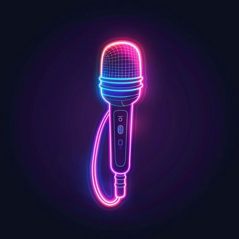 Photo microphone design in vibrant neon ... | Premium Photo #Freepik #photo Microphone Purple Aesthetic, Purple Microphone, Music Neon, Neon Microphone, Hot Pink Microphone, Music Wallpaper, Neon Colors, Neon, Color