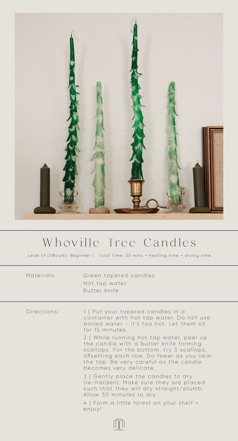 Christmas Tapered Candles, Taper Candle Crafts, Diy Candle Stand Ideas, Diy Tapered Candles, Candle Techniques, Christmas Taper Candles, Christmas Diy Aesthetic, Christmas Candle Diy, Diy Whoville