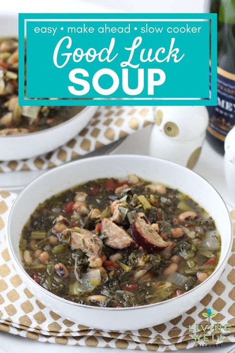 Good Luck Soup Recipe, Greens Soup, Healthy Main Meals, Lucky Food, Green Soup, Vegetarian Crockpot, Easy Slow Cooker Recipes, Frugal Meals, Slow Cooker Soup