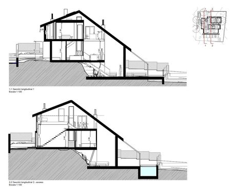 Slope Roof House Design, Bim Architecture, Split Level House Design, Slope House Design, Sloping Lot House Plan, Slope House, Architecture Blueprints, Architecture Design Process, Interior Architecture Drawing