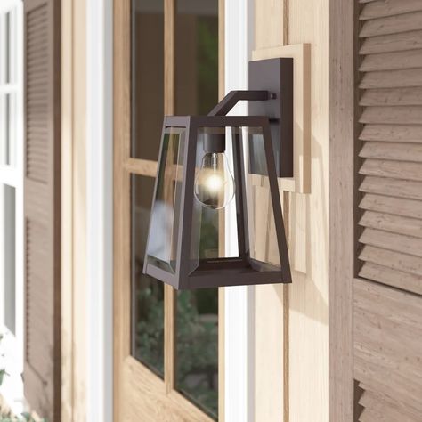 Sol 72 Outdoor™ Clarence Black 1 - Bulb Outdoor Wall Lantern & Reviews | Wayfair Outdoor Wall Light Fixtures, Modern Lanterns, Outdoor Lantern, Exterior Wall Light, Lantern Wall, Glass Wall Lights, Outdoor Wall Lantern, Wall Lantern, Outdoor Lanterns