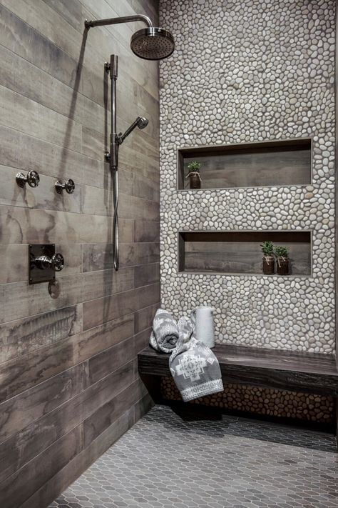 Rustic Bathroom Shower, Farmhouse Shower, Cabin Bathrooms, Master Shower, Bathroom Redesign, Master Bath Remodel, Rustic Bathrooms, Bathroom Remodel Designs, Bathroom Remodel Shower