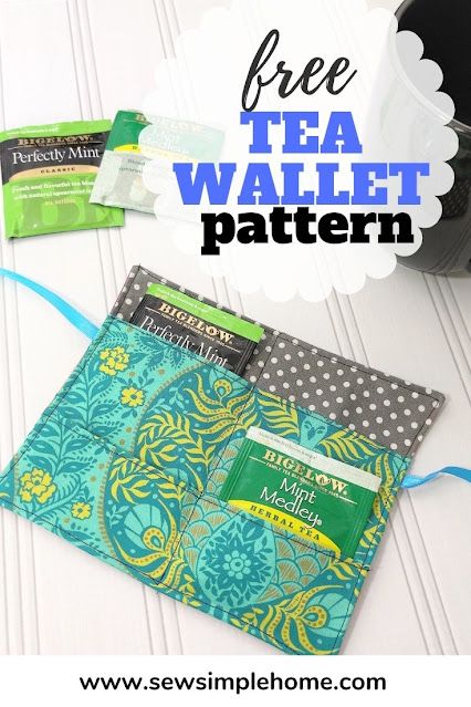 DIY Tea Wallet Sewing Pattern Diy Tea Wallet, Crochet Card Pouch, Wallet Pattern Free, Tea Bag Wallet, Diy Tea Bags, Tea Wallet, Wallet Sewing Pattern, Sew Wallet, Tea Crafts