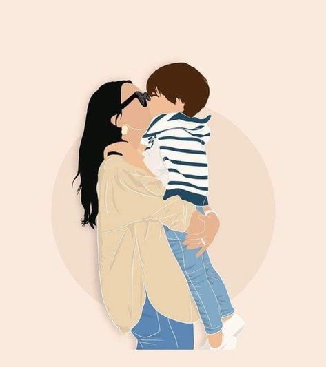 Mom And Son Illustration, Mother And Son Aesthetic Faceless, Motherhood Illustration, Baby Books Diy, Cartoon Mom, Mommy And Baby Pictures, Cute Owls Wallpaper, Baby Posters, Mommy And Son