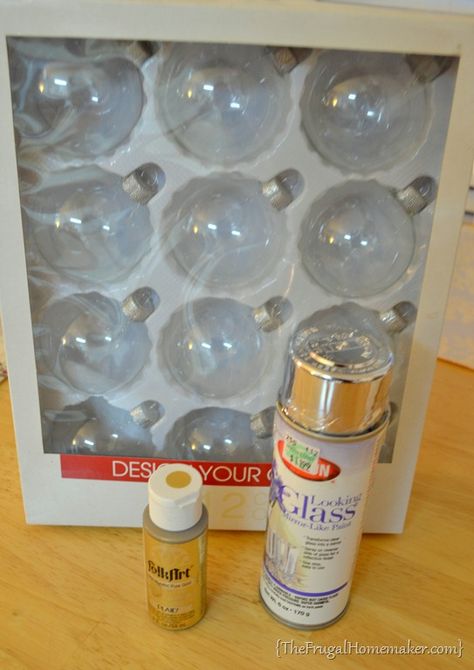 DIY Mercury Glass Ornaments - here we go - we'll be making all your gold mercury glass candle holders - we can do this Ness!! Diy Mercury Glass Ornaments, Christmas Glitter Ornaments, Mercury Glass Diy, Mercury Glass Ornaments, Christmas Ornament Crafts, Christmas Ornaments To Make, Glitter Christmas, Holiday Diy, Mercury Glass