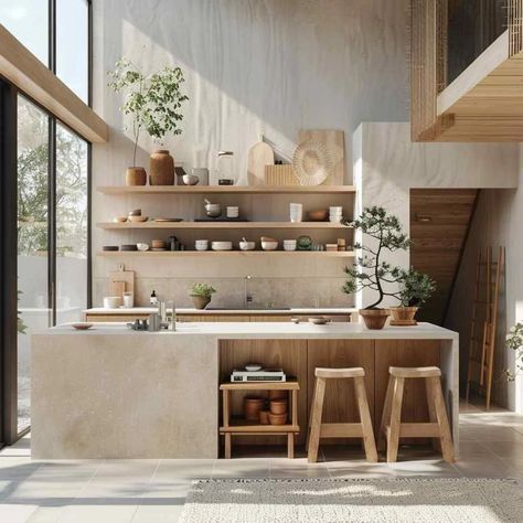 32 Japandi Kitchens Redefine Culinary Spaces (Concept Interiors) Dining Japandi, Natural Kitchen Design, Japandi Style Kitchen, Interior Japandi, Kitchen Japandi, Japandi Kitchen Design, Japandi Aesthetic, Japandi Dining, Japandi Minimalist