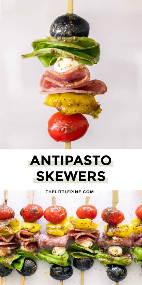 *NEW* Gorgeous meets delicious meets convenient meets festive, these antipasto skewers are the salad you love, in snackable, shareable form #antipastoskewers #lowcarbantipastoskewers Keto Antipasto, Grilled Italian Chicken, Cauliflower Pizza Bites, Antipasto Skewers, Skewer Appetizers, Delicious Appetizers, Antipasto Salad, Appetizer Platters, Pine Kitchen