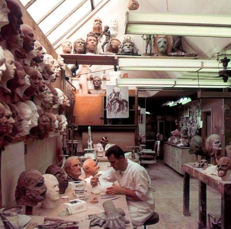 At work in the Universal Studios make-up department, circa 1954 Film Art Department, Movie Makeup Artist Aesthetic, Art Department Film, Sfx Makeup Aesthetic, Sfx Makeup Artist Aesthetic, The Great Behind The Scenes, Sfx Makeup Artist, Cinema Makeup School, Makeup Studios