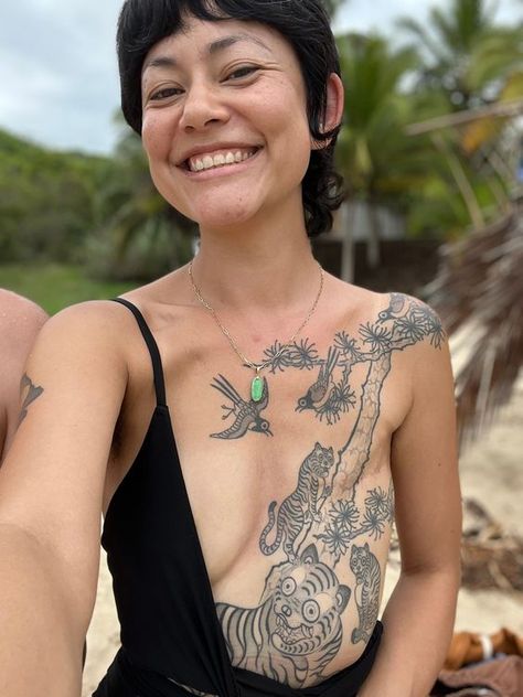 Mastectomy Scars: 12 Women Who Wear Them Like a Badge of Honor | Glamour Mastectomy Tattoo Bilateral Flat, Double Mastectomy Scar Tattoo Flat, Flat Closure Mastectomy Tattoo, Surgical Scar Tattoo, Delicate Chest Tattoo Female, Double Mastectomy Scar Tattoo, Chemo Port Scar Tattoo, Double Mastectomy Reconstruction, Middle Chest Tattoo