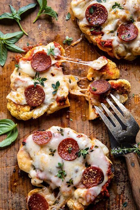 Easy Baked Cheesy Cauliflower Pizzas | halfbakedharvest.com Roasted Olives, Half Baked Harvest Recipes, Cheesy Cauliflower, Cauliflower Crust, Whipped Feta, Cauliflower Crust Pizza, Baked Cauliflower, Cauliflower Pizza, Harvest Recipes