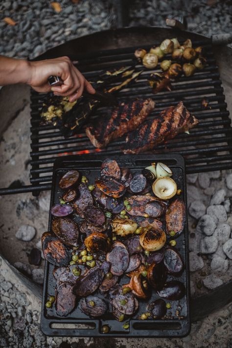 Grilled Purple Potatoes with Aioli — Sarah Glover Grilled Meal Prep, Sarah Glover, Secret Supper, Grilled Steak Salad, Aesthetic Shots, Camper Kitchen, Purple Potatoes, Marinated Tofu, Grilled Dinner