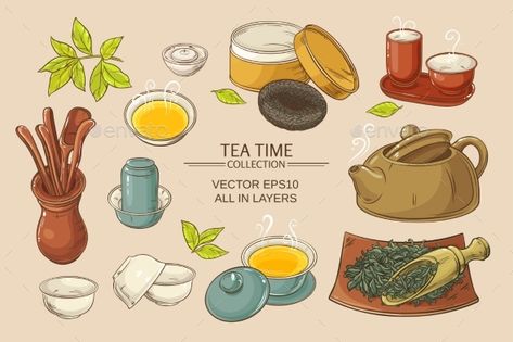 Tea Ceremony Set Chinese Tea House, Restaurant Game, Herbal Tea Benefits, Tea Illustration, Chinese Tea Set, Games For Teens, House Drawing, China Art, Chinese Tea