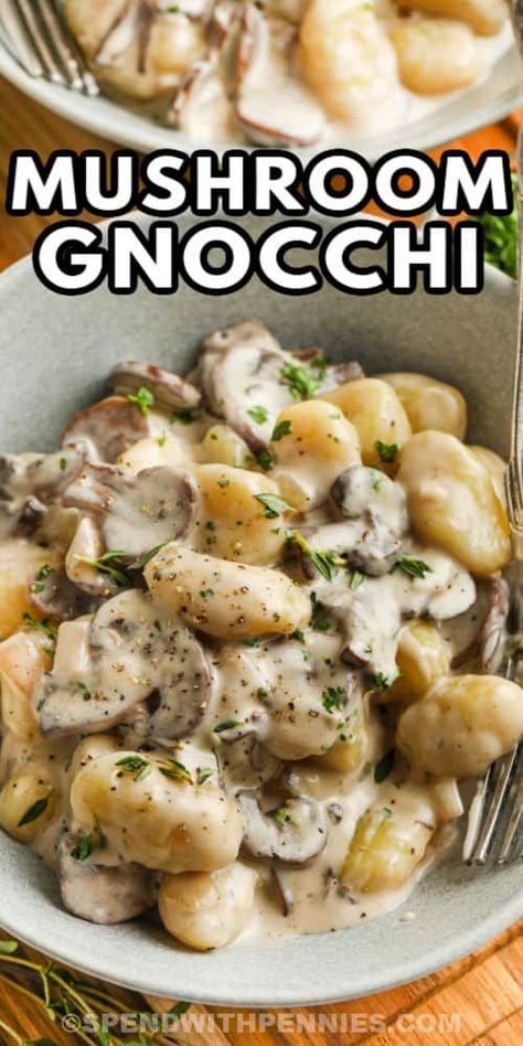 Mushroom Gnocchi, Gnocchi Recipes Easy, Gnocchi Dishes, Homemade Gnocchi, Spend With Pennies, Creamy Mushroom Sauce, Vegetable Casserole, Gnocchi Recipes, Pasta Dinner Recipes