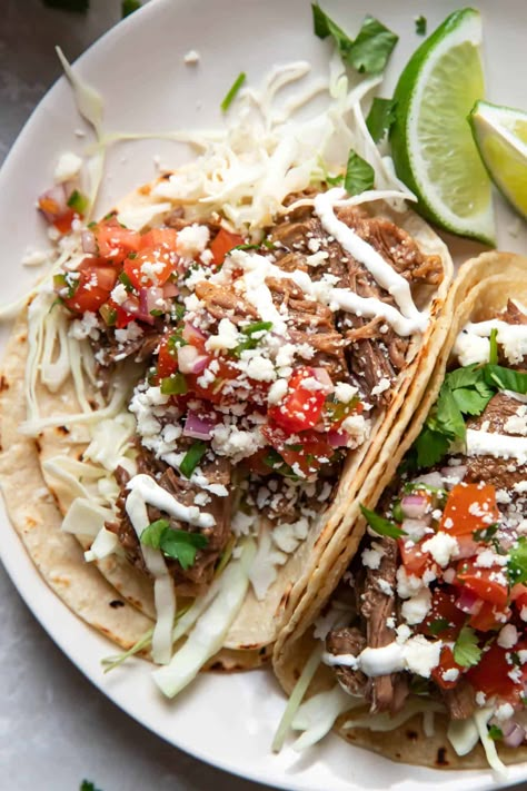 Street Tacos Barbacoa, Barbacoa Tacos Toppings, Instant Pot Barbacoa, Tacos Instant Pot, Barbacoa Tacos, Chipotle Chicken Bowl, Mexican Favorites, Cilantro Lime Rice Recipe, Chipotle In Adobo Sauce