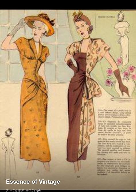 Old Fashion Magazine, 40's Fashion, Swag Dress, 1940's Fashion, Patron Vintage, Fashion 1940s, Fashion Illustration Vintage, Vintage Dress Patterns, Lucille Ball