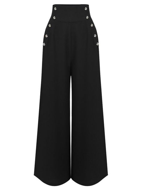 Black 1930s Solid Suspender Pants – Retro Stage - Chic Vintage Dresses and Accessories