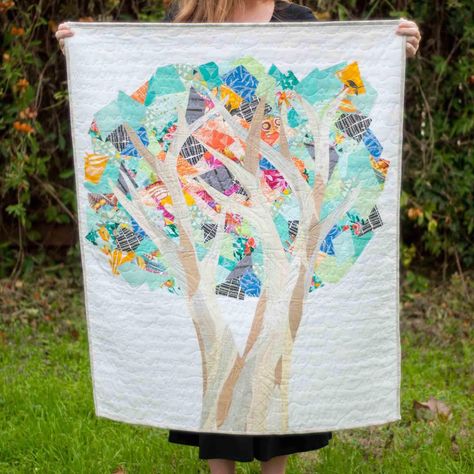 Take The Scrappy Applique Workshop with Shannon Brinkley Scrappy Applique, Poplar Tree, Basic Quilt, Lap Quilts, Tree Quilt, Applique Pattern, Pattern Library, White Quilt, Applique Patterns