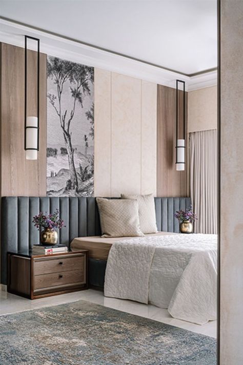 Veneer Panelling, Practical Bedroom, Design Color Palette, Living Room Lighting Design, Bedroom Inspirations Minimalist, Unique Bedroom Design, Bedroom Wall Designs, Showroom Interior Design, Clean Bedroom