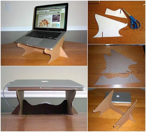 Diy Projects: DIY Cardboard Laptop Stand Laptop Holder Diy, Cardboard Laptop Stand, Cardboard Laptop, Cardboard Stand, Cardboard Craft, Laptop Holder, Diy Holder, Diy Cardboard Furniture, Making Life Easier