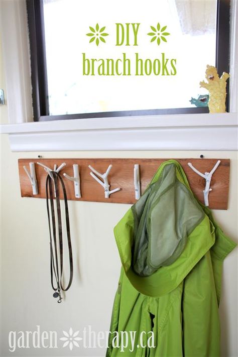 Branching Out Diy Hat Rack, Twig Crafts, Diy Coat Rack, Easy Weekend Projects, Diy Coat, Natural Branches, Hat Rack, Diy Hat, Wood Crafts Diy