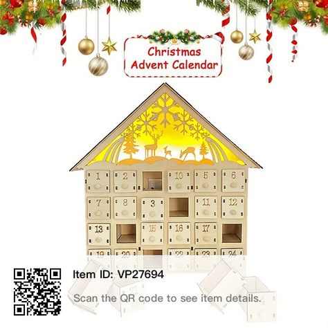 Advent Calendar Wood, Countdown Calendar Diy, Advent Calendar House, Calendar Wood, Xmas Countdown, Wooden Advent Calendar, Fun Christmas Party Games, Christmas Desktop, Holiday Day