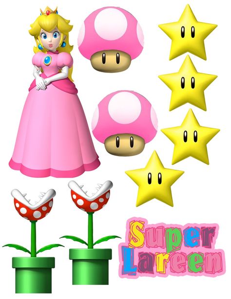 Princess Peach Cake Topper Printable, Pastel Princesa Peach, Peach Mario Bros, Mario Princess Peach, Princess Peach Party, Super Mario Coloring Pages, Super Mario Cake, Super Mario Princess, Strawberry Shortcake Cartoon