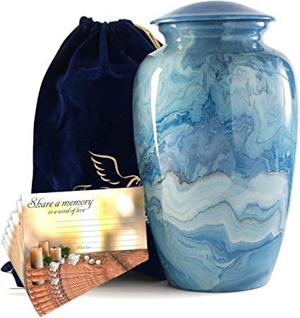 Cremation Urn for Adult Ashes by Forever Lane- Beautiful Hand-Painted Urn for Human Ashes- Large Urn Container for Men & Women- Decorative Cremation Funeral & Burial Urn Vase with Velvet Pouch Memorial Vase, Cemetery Vases, Wood Urn, Wooden Urn, Ceramic Urn, Urn Vase, Small Urns, Urn Jewelry, Pet Ashes