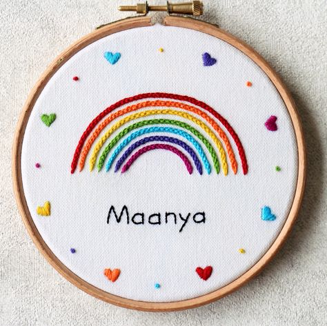 Rainbow Embroidery Pattern, Embroidery Stitches Beginner, Embroidery Hoop Crafts, Simple Embroidery Designs, Hand Embroidery Videos, Diy Embroidery Patterns, Basic Embroidery Stitches, Color Guide, Embroidery Stitches Tutorial