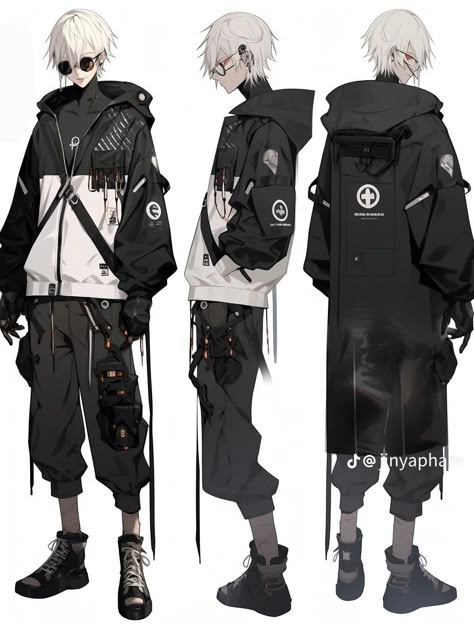 Male Clothing Ideas Drawing, Men Cyberpunk Outfit, Cyberpunk Skirt Outfit, Male Vtuber Outfit Ideas, Techcore Outfit, Cyberpunk Aesthetic Outfit Male, Male Hoodie Outfit, Male Cyberpunk Outfit, Assassin Outfit Design