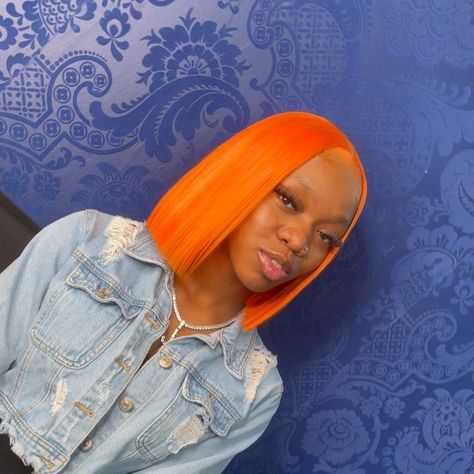 Orange Bob Wigs For Black Women, Orange Bob Black Women, Orange Bob Wig, Bob Black Women, Orange Bob, Side Part Bob, Quick Weave Bob, Bob Black, Bob Cut Wigs