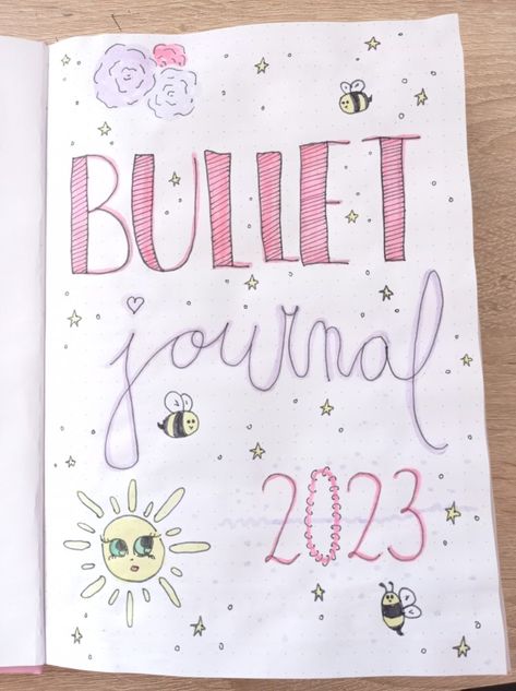 Bullet Journal Welcome Page, Bullet Journal Summer, Bulette Journal, Pink Bullet Journal, Bullet Journal 2023, 2023 Plans, Bullet Journal First Page, 2023 Bullet Journal, Page Bullet Journal