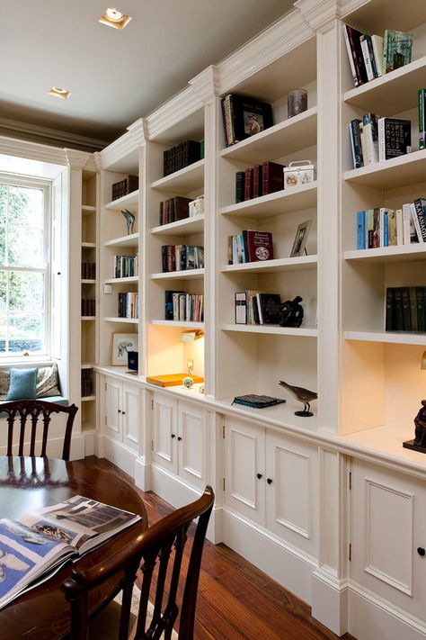 Georgian Library, Library Classic, Bespoke Joinery, Traditional Home Office, Open Plan Kitchen Dining Living, Bespoke Kitchen Design, Bookshelves In Living Room, Open Plan Kitchen Dining, Inspiring Interiors