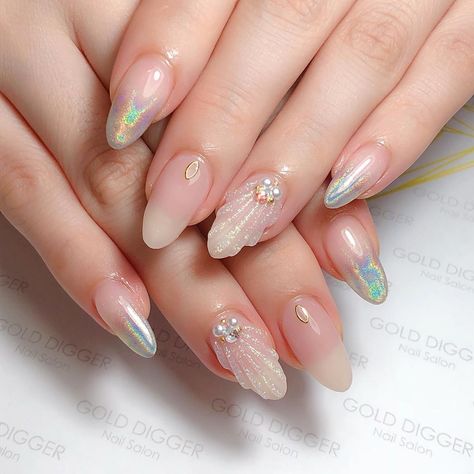 Elegant Nail Art Classy, Pearlized Nails, Korea Nails Design, Spring Nail Ideas, April Nails, Hello Nails, Hippie Nails, Work Nails, Casual Nails