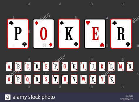 Playing Card Font, Queen Of Hearts Party, Illustration Alphabet, Diy Playing Cards, Abc Font, Abi Motto, Clothing Logo Design, Game Font, Name Drawings