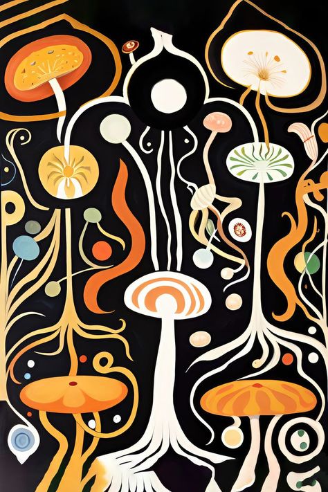 Mushrooms Poster, Trippy Decor, Mushroom Poster, Art Funky, Dance Event, Mushroom Art, Festival Posters, Decor Fall, Mid Century Modern Design