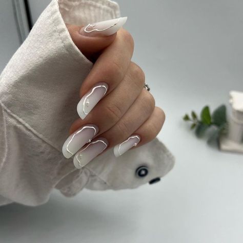 Birthday Nail Designs, Bubble Nails, Modern Nails, Classy Acrylic Nails, Classic Nails, Nail Idea, White Nail, Prom Nails, Pretty Acrylic Nails