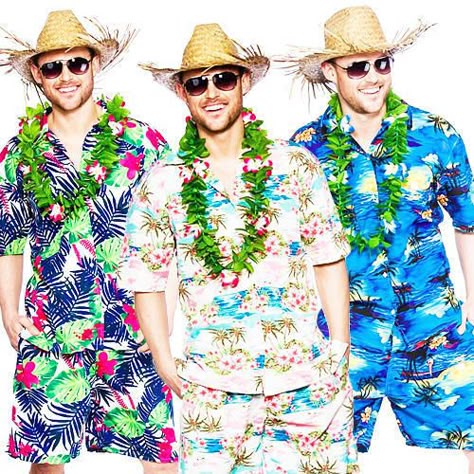 Hawaiian Themed Outfits, Hawaii Costume, Hawaiian Party Outfit, Luau Outfits, Party Dress Codes, Mens Fancy Dress, 90s Fashion Outfits Hip Hop Party, Party Outfit Men, Latina Outfit