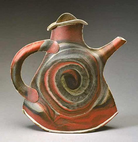 kaete-brittin-shaw---spiral-teapot-471x484 Tea Pots Art, Japanese Teapot, Pottery Handbuilding, Pottery Teapots, Clay Teapots, Ceramic Teapot, Slab Pottery, Artful Home, Teapots And Cups