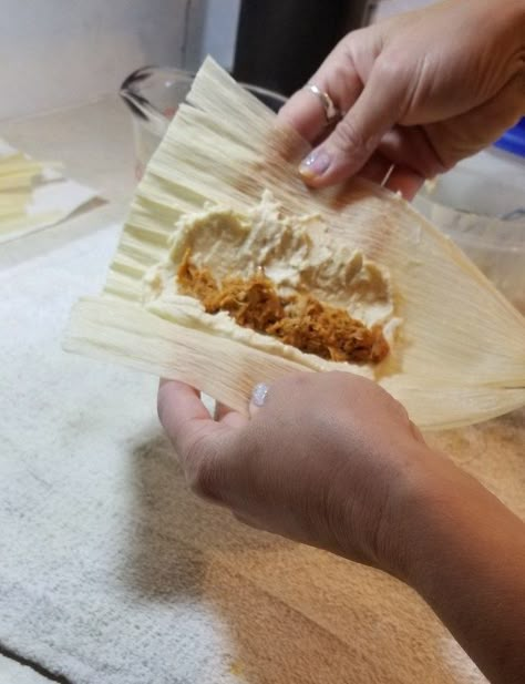 Perfectly Folded Tamales in Five Easy Steps | Lakeside Candles and Crafts Making Tamales Step By Step, How To Wrap Tamales, How To Fold Tamales, How To Roll Tamales, Venison Tamales Recipe, Tamale Filling Ideas, Tamale Balls, How To Cook Tamales, Authentic Tamales Recipe