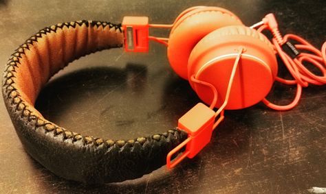 Headphones wrapped in leather  By JD COSTA Made in England #twotone #handmade #craftsmanship #details #leather #leatherwrap Headphone Wrap, Handmade Leather, Leather Handmade, In Ear Headphones, Two Tone, Headphones, England, Electronic Products, Leather