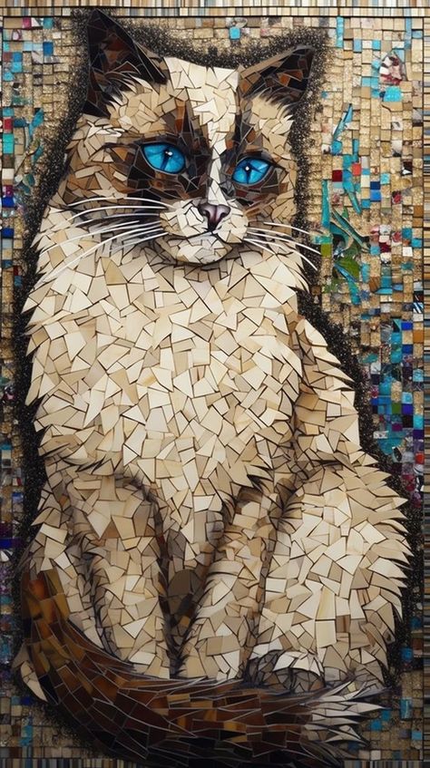 Flying Bulldog Art - Mosaic Muse | Cat Mosaic Cats, Mosaic Animals, Mosaic Birds, Bulldog Art, Digital Art Gallery, Save Animals, Powerful Art, Community Art, Stone Art