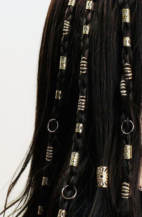 Jewelry For Braids, Hair Jewelry For Braids, Braid Clips, Braid Accessories, Hair Charms, Hair Cuffs, Hippie Hair, Penteado Cabelo Curto, Hair Wraps