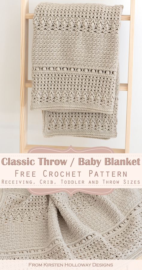 Kirsten Holloway Designs Blanket, Baby Blanket Patterns Crochet Free, Oatmeal Crochet Blanket, Yarn Inspiration Crochet Free Pattern, Multi Pattern Crochet Blanket, Kirsten Holloway Crochet, Crochet Blanket Single Color, Cable Blanket Crochet Pattern, Cobblestone Crochet Blanket