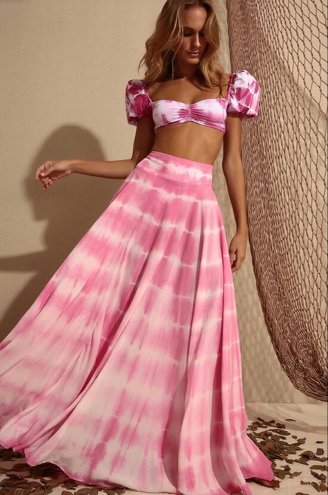 Tie Dye Maxi Skirt, Kurti Patterns, Tie Dye Outfits, Coverup Skirt, Tie Dye Maxi, White Hot, Pink Tie, Pink Tie Dye, Dyed Dress